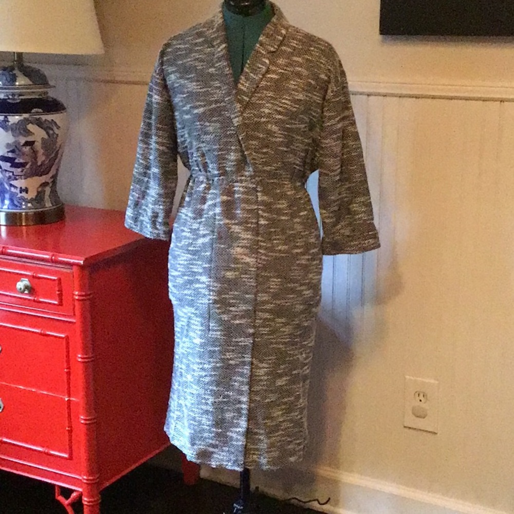 Vintage Uptown Expressions black and white textured woven mid-length dress